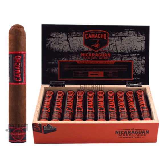 Camacho Nicaraguan Barrel-Aged Robusto Tubos Open Box and Stick