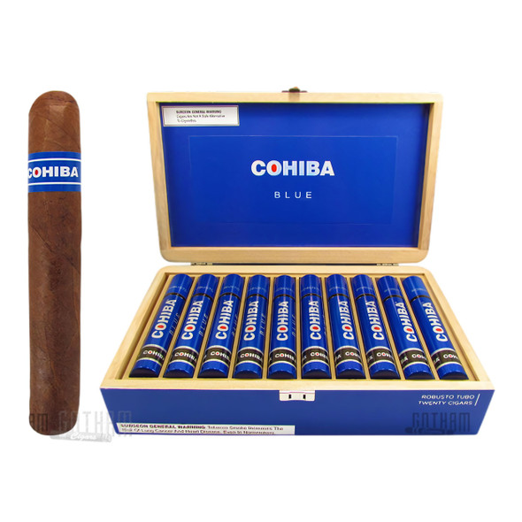 Cohiba Blue Robusto Tubos Open Box and stick