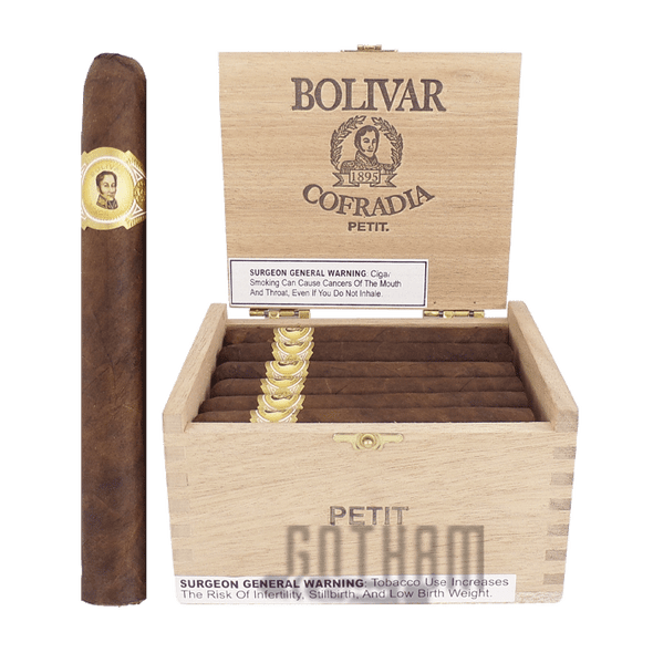 Bolivar Cofradia Petit Corona open box and stick