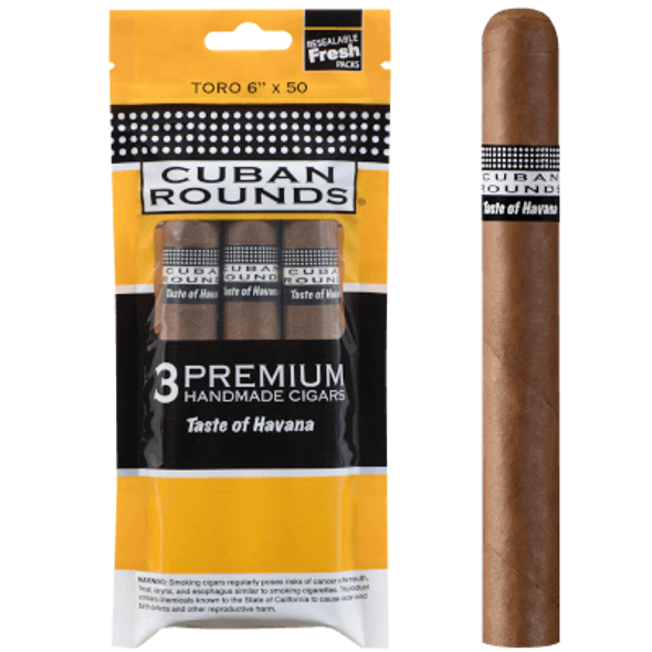 Cuban Rounds Natural Toro Fresh 3 Pack with stick